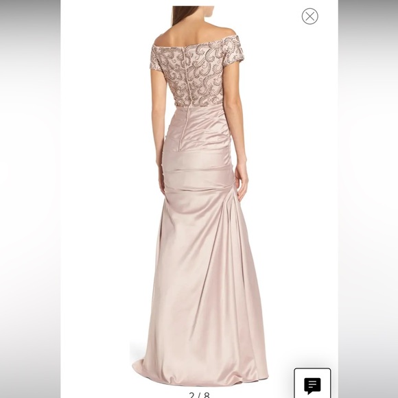 Nordstrom Off the Shoulder Beaded Satin Trumpet Gown - Picture 2 of 8
